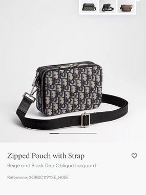 Dior Oblique Jacquard Zipped Belt Pouch in Beige and Black